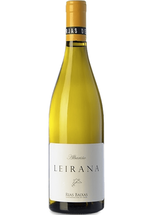 Leirana Albarino white wine bottle from Rias Baixas Spain with gold foil and minimalist label