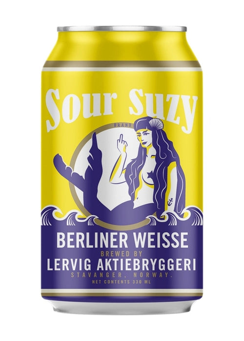 Lervig Sour Suzy Berliner Weisse beer can with yellow and purple label design