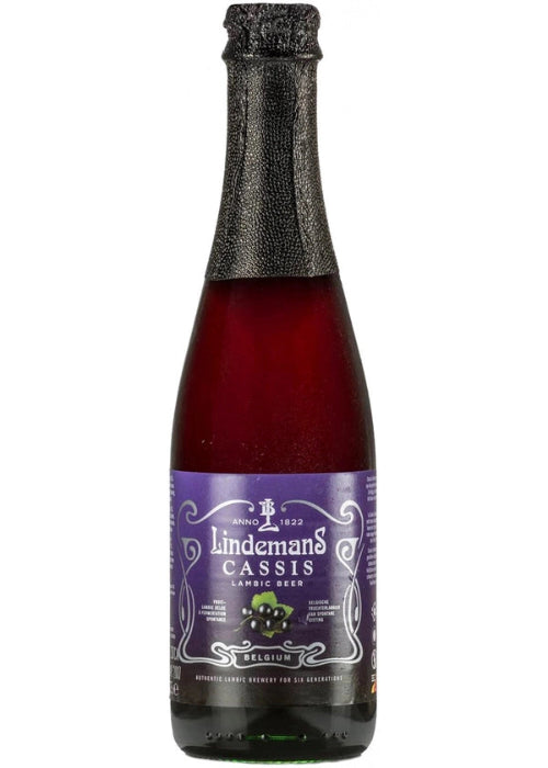 Lindemans Cassis 375mL Belgian blackcurrant lambic beer bottle