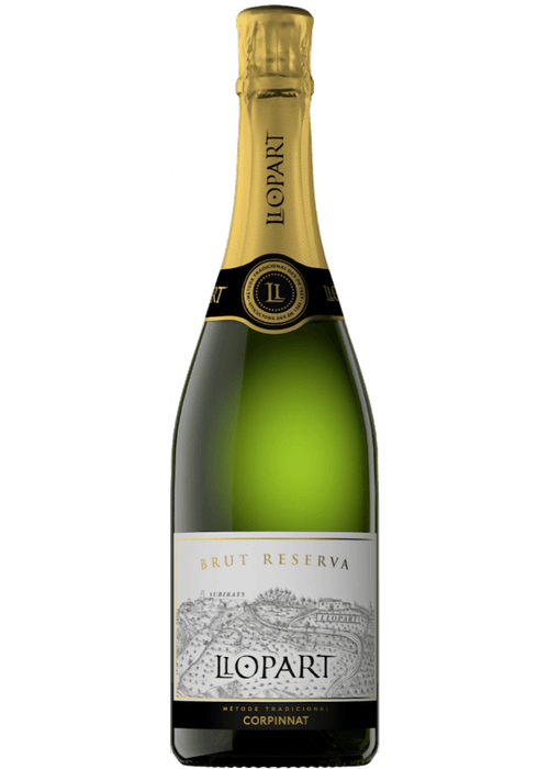 Llopart Corpinnat Brut Reserva sparkling wine bottle with gold foil and traditional label