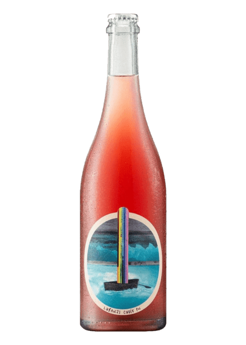Lubanzi Rainboat Cuvee Pet Nat Rose wine bottle with rainbow sail label