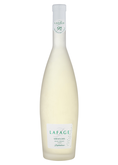White wine bottle with 'Lafage' label on a white background