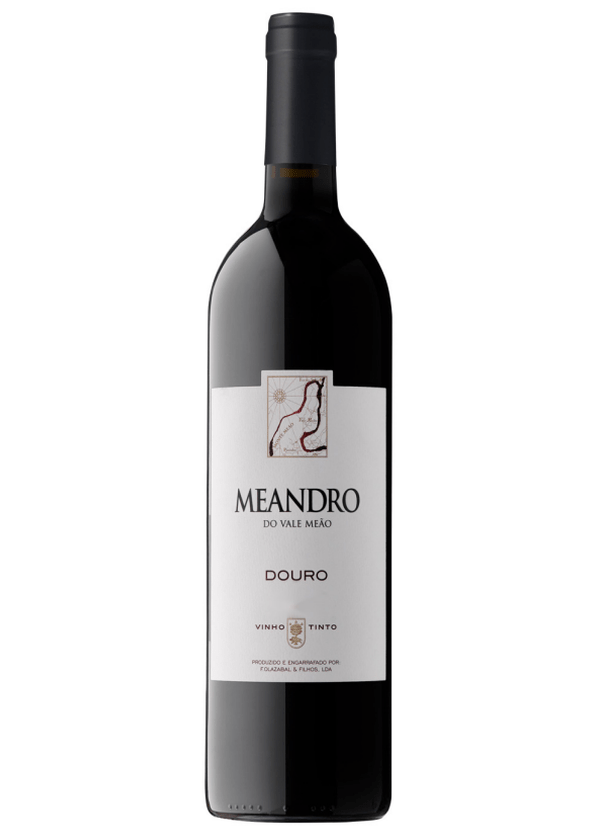 Meandro Douro Tinto red wine bottle with white label and river motif