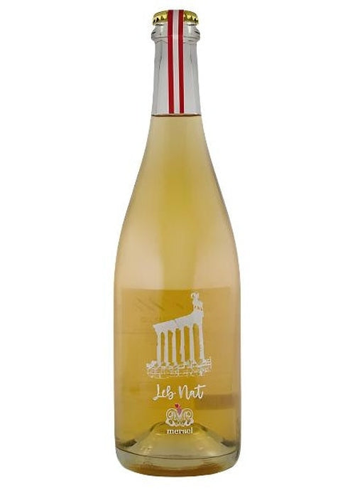 Mersel Wine Leb Nat organic pet nat bottle with gold foil neck and classical column label