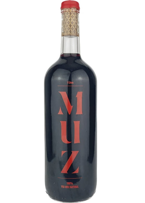 Muz Vermouth Rosso 1L Italian red wine bottle with cork and bold orange label