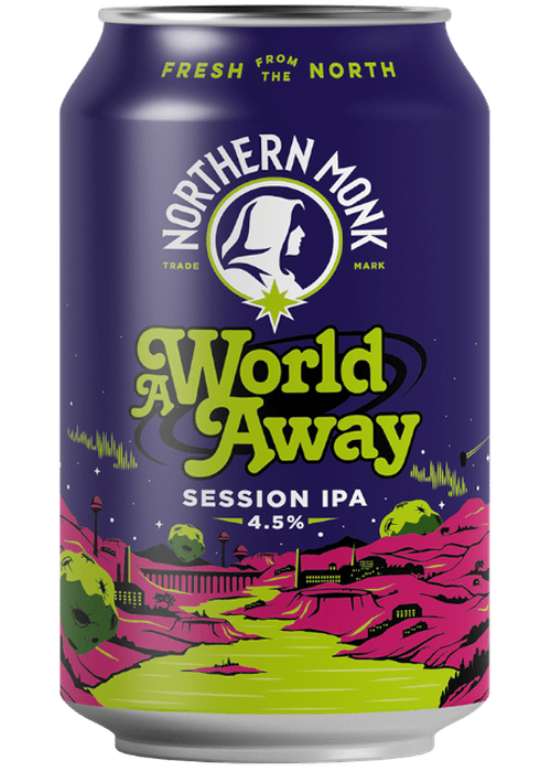 Northern Monk A World Away Session IPA 330ml can with cosmic hop design
