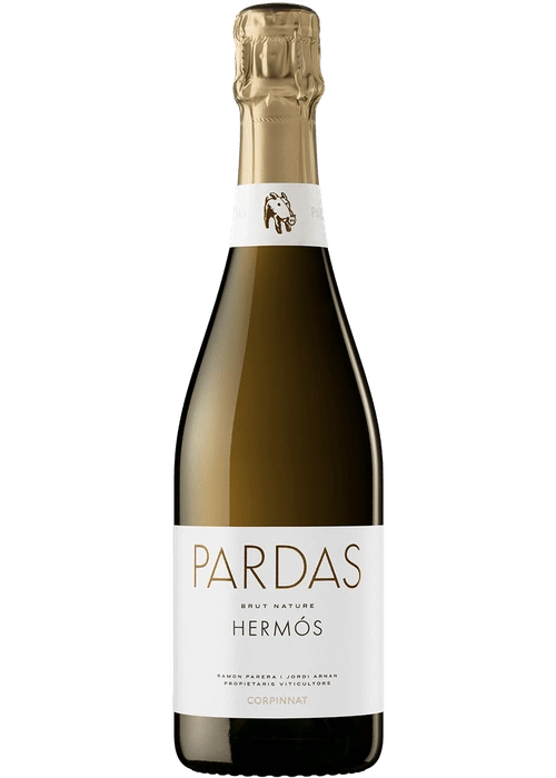 Pardas Hermos Corpinnat Brut Nature sparkling wine bottle with gold foil neck and pig logo