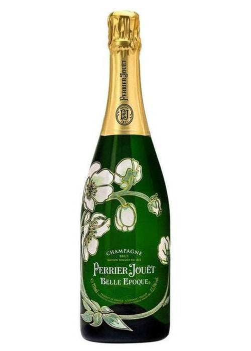 Perrier-Jouët Belle Époque 2014 Champagne bottle with Japanese white anemone floral design
