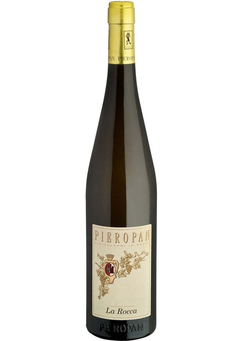 Pieropan La Rocca white wine bottle with gold foil and cream label