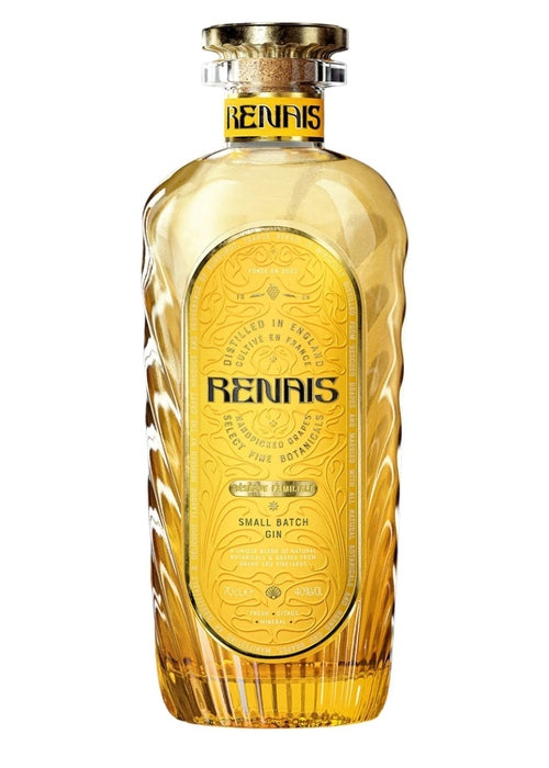 Renais Reserve Familiale Gin 700ml small batch golden liquid in ribbed glass bottle