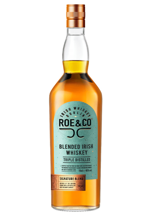 Roe & Co Signature Blend Irish Whiskey 700ml bottle with copper cap and teal label