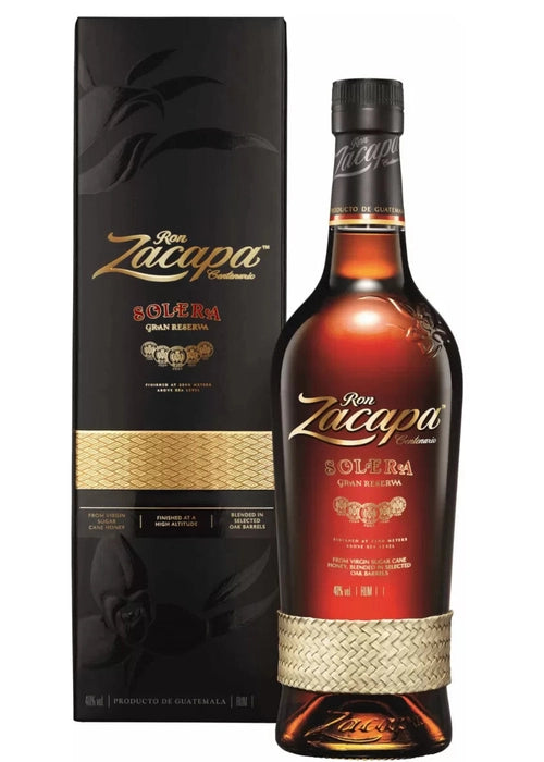Ron Zacapa Solera Gran Reserva 700ml Guatemalan rum bottle with black box packaging