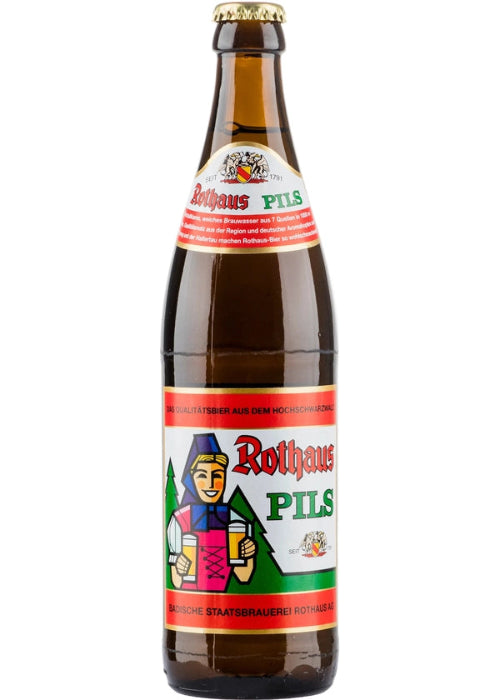 Rothaus Pils 500ml brown glass bottle with traditional German label and gold cap