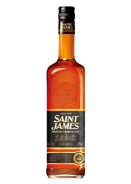 Saint James Reserve 700mL Caribbean rum bottle aged in oak barrels