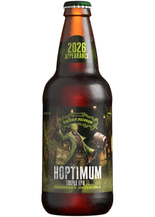Sierra Nevada Hoptimum 2026 Triple IPA 11% ABV brown glass bottle with green and black cap