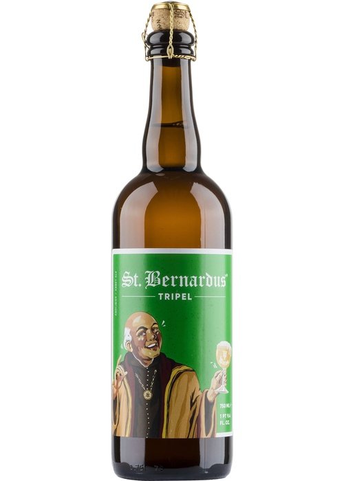 St. Bernardus Tripel 750ml Belgian beer bottle with monk label