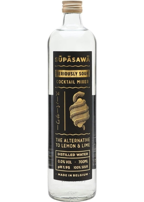 Supasawa Seriously Sour Cocktail Mixer 700ml clear bottle with black and gold label