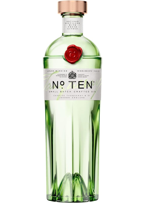 Tanqueray No.Ten Batch Distilled Gin 700ML green glass bottle with rose-gold cap and red wax seal
