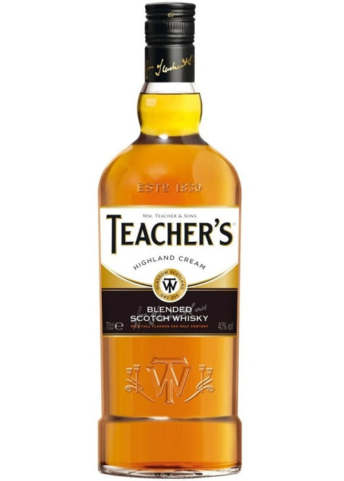 Teachers Highland Cream Blended Scotch Whisky 700mL bottle with amber liquid and black label