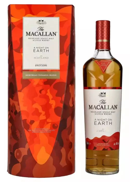 The Macallan A Night on Earth 700ml single malt Scotch whisky collaboration box with Erica Dorn artwork