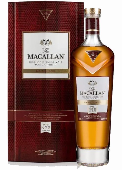 The Macallan Rare Cask Batch #2 Highland Single Malt Scotch Whisky bottle and red packaging box