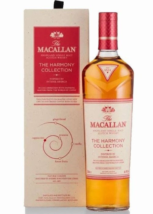 The Macallan Harmony Collection Inspired By Intense Arabica 700ml Scotch Whisky bottle and packaging