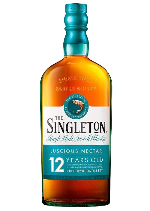 The Singleton 12 Year Old single malt Scotch whisky bottle with golden-amber liquid and teal cap