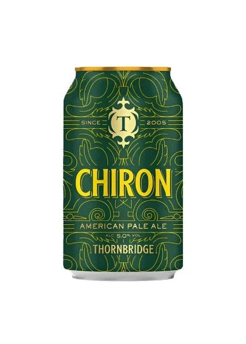 Thornbridge Chiron American Pale Ale 330ml aluminum can with gold text and dark green design