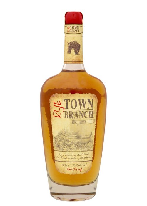 Town Branch Rye Bourbon 700ML glass bottle with vintage label and red wax cap