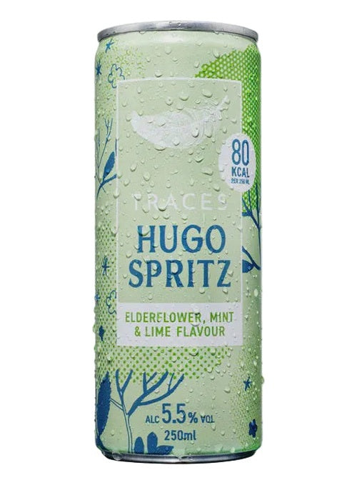 Traces Hugo Spritz 250ml ready-to-drink elderflower mint lime aperitif can with condensation