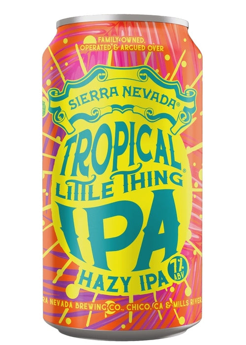 Sierra Nevada Tropical Little Thing IPA can with vibrant design on a black background