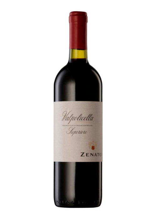 Zenato Valpolicella Superiore red wine bottle with beige label and red foil capsule