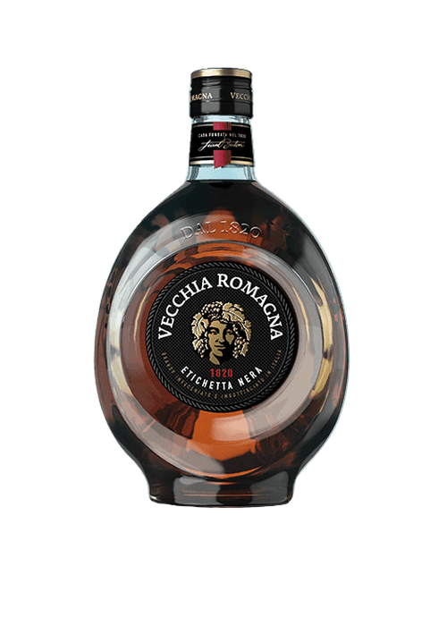 Vecchia Romagna Etichetta Nera 700ml Italian brandy bottle with black label and gold text