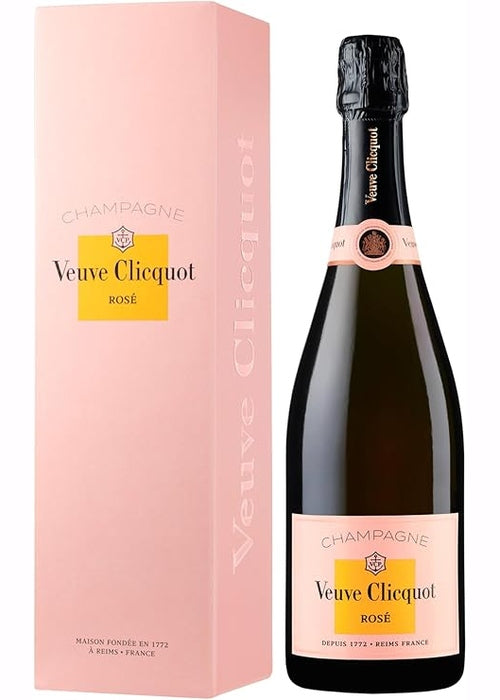 Veuve Clicquot Rosé NV Champagne bottle with pink box