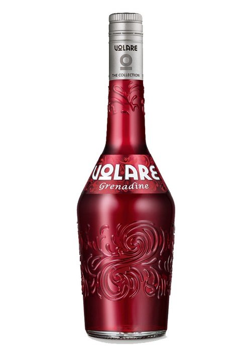Volare Grenadine 700ml red fruit liqueur bottle with embossed swirls and silver cap