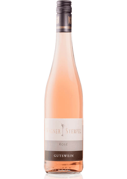 Wagner Stempel Rose wine bottle with pale salmon-pink color and gray label