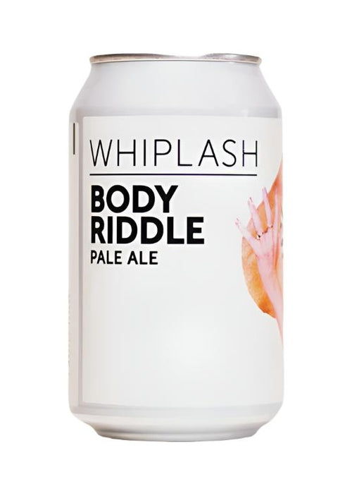 Whiplash Body Riddle 330ml American Pale Ale can with minimalist black and orange label design