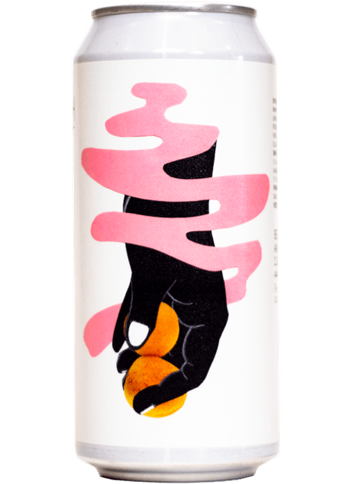 Whiplash Fruit Salad Days Apricot 440ML beer can with pink wave and apricot graphic
