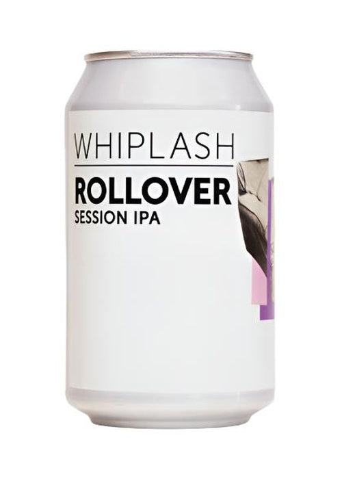 Whiplash Rollover Session IPA 330ml silver can with abstract beige and pink label design