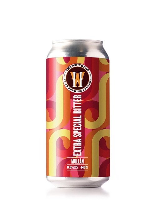 White Hag Mullán Extra Special Bitter 440ml can with red orange yellow label