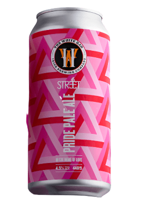 White Hag Pride Pale Ale 440ml can with pink and red geometric label