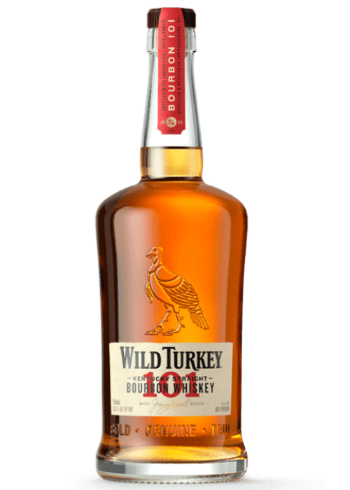 Wild Turkey 101 Proof Kentucky Straight Bourbon Whisky bottle with gold turkey label and red foil cap