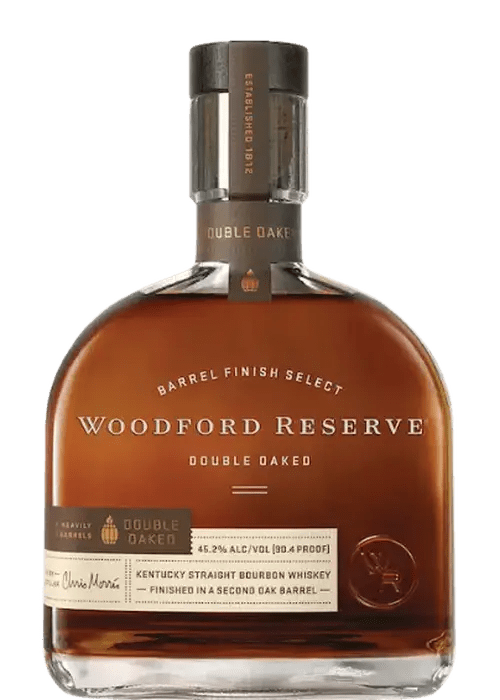 Woodford Reserve Double Oaked Kentucky Straight Bourbon Whiskey 700ml bottle with amber liquid and oak barrel finish label