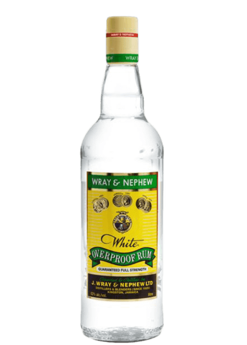 Wray & Nephew Overproof White Rum 700ML bottle with yellow label and green band