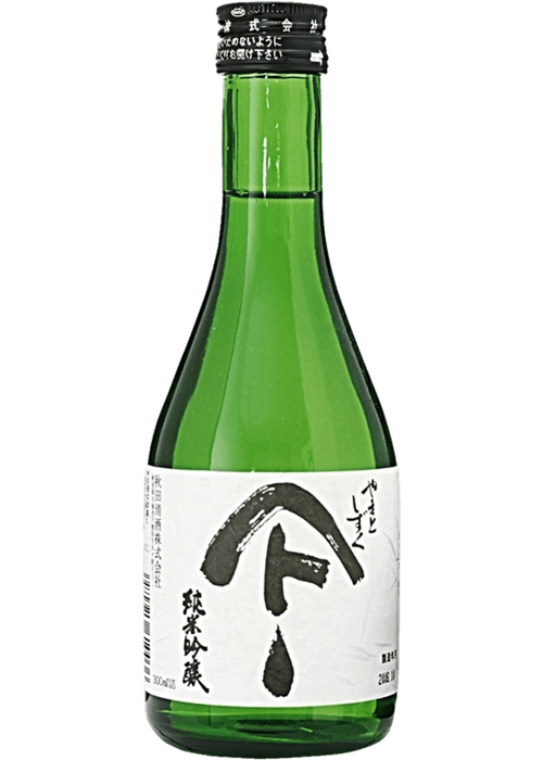 Yamato Shizuku Junmai Ginjo 300mL sake bottle with black cap and Japanese calligraphy label