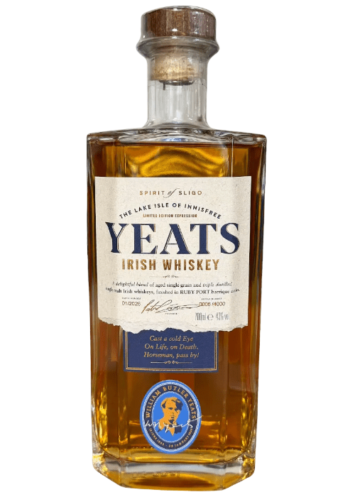 Yeats Irish Whiskey 700ml bottle with cream label and William Butler Yeats seal