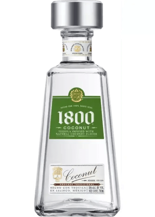 1800 Coconut Tequila 700ml bottle with green label and silver cap