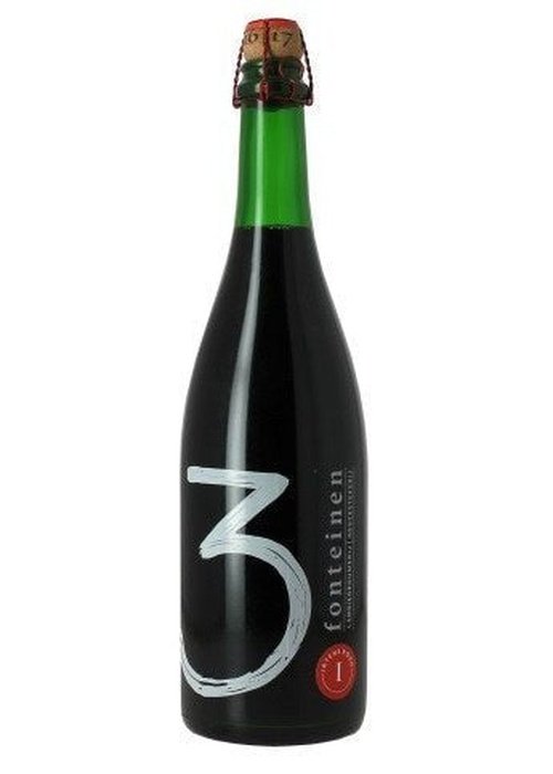 3 Fonteinen Intense Red Oude Kriek lambic beer bottle with black label and red cork