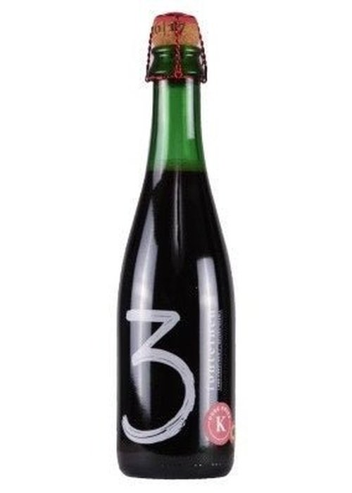 3 Fonteinen Oude Kriek 375ml sour cherry lambic beer in dark green glass bottle with cork and wire cage
