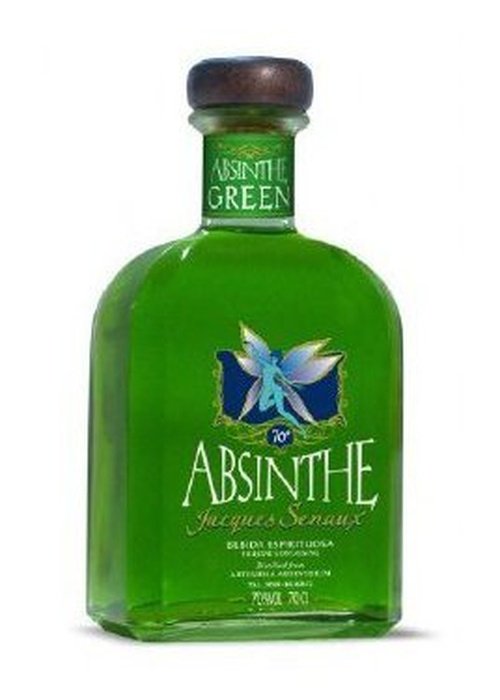 Jacques Senaux Absinthe Green 700ml bottle with vibrant green liquid and fairy label